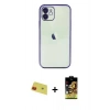 MARSİLYAN™- iPhone 11 Kılıf Vadi Minimal - Siyah Buffer Cam Ekran Koruyucu + Rainbow Kamera Lens Koruma Cam - KI