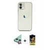 MARSİLYAN™- iPhone 11 Kılıf Vadi Minimal - Siyah Buffer Cam Ekran Koruyucu + Raze Metal Kamera Lens - KI