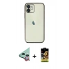 MARSİLYAN™- iPhone 11 Kılıf Vadi Minimal - Siyah Buffer Cam Ekran Koruyucu + Raze Metal Kamera Lens - KI
