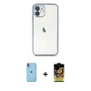 MARSİLYAN™- iPhone 11 Kılıf Vadi Minimal - Siyah Buffer Cam Ekran Koruyucu + Neon Fosforlu Kamera Lens - TU