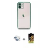 MARSİLYAN™- iPhone 11 Kılıf Vadi Minimal - Siyah Buffer Cam Ekran Koruyucu + Pers Alüminyum Kamera Lens - GI