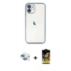MARSİLYAN™- iPhone 11 Kılıf Vadi Minimal - Siyah Buffer Cam Ekran Koruyucu + Pers Alüminyum Kamera Lens - GI