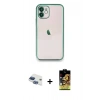 MARSİLYAN™- iPhone 11 Kılıf Vadi Minimal - Siyah Buffer Cam Ekran Koruyucu + Pers Alüminyum Kamera Lens - LT