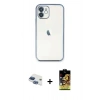 MARSİLYAN™- iPhone 11 Kılıf Vadi Minimal - Siyah Buffer Cam Ekran Koruyucu + Pers Alüminyum Kamera Lens - LT