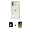 MARSİLYAN™- iPhone 11 Kılıf Vadi Minimal - Siyah Buffer Cam Ekran Koruyucu + PVD Metal Kamera Lens - TU