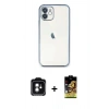 MARSİLYAN™- iPhone 11 Kılıf Vadi Minimal - Siyah Buffer Cam Ekran Koruyucu + PVD Metal Kamera Lens - YL