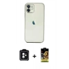 MARSİLYAN™- iPhone 11 Kılıf Vadi Minimal - Siyah Buffer Cam Ekran Koruyucu + PVD Metal Kamera Lens - YL