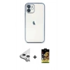 MARSİLYAN™- iPhone 11 Kılıf Vadi Minimal - Siyah Buffer Cam Ekran Koruyucu + Raze Metal Kamera Lens - GS