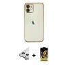 MARSİLYAN™- iPhone 11 Kılıf Vadi Minimal - Siyah Buffer Cam Ekran Koruyucu + Raze Metal Kamera Lens - GS