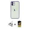 MARSİLYAN™- iPhone 11 Kılıf Vadi Minimal - Siyah Buffer Cam Ekran Koruyucu + Raze Metal Kamera Lens - GS