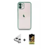 MARSİLYAN™- iPhone 11 Kılıf Vadi Minimal - Siyah Buffer Cam Ekran Koruyucu + Raze Metal Kamera Lens - GS