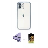 MARSİLYAN™- iPhone 11 Kılıf Vadi Minimal - Siyah Buffer Cam Ekran Koruyucu + Raze Metal Kamera Lens - MR