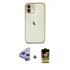 MARSİLYAN™- iPhone 11 Kılıf Vadi Minimal - Siyah Buffer Cam Ekran Koruyucu + Raze Metal Kamera Lens - MR