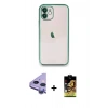 MARSİLYAN™- iPhone 11 Kılıf Vadi Minimal - Siyah Buffer Cam Ekran Koruyucu + Raze Metal Kamera Lens - MR