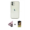 MARSİLYAN™- iPhone 11 Kılıf Vadi Minimal - Siyah Buffer Cam Ekran Koruyucu + Raze Metal Kamera Lens - SH
