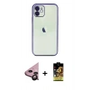 MARSİLYAN™- iPhone 11 Kılıf Vadi Minimal - Siyah Buffer Cam Ekran Koruyucu + Raze Metal Kamera Lens - SH