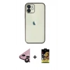MARSİLYAN™- iPhone 11 Kılıf Vadi Minimal - Siyah Buffer Cam Ekran Koruyucu + Raze Metal Kamera Lens - SH