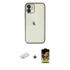 MARSİLYAN™- iPhone 11 Kılıf Vadi Minimal - Siyah Buffer Cam Ekran Koruyucu + Renkli Kamera Lens Koruma Cam - PE