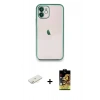 MARSİLYAN™- iPhone 11 Kılıf Vadi Minimal - Siyah Buffer Cam Ekran Koruyucu + Renkli Kamera Lens Koruma Cam - SI