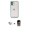 MARSİLYAN™- iPhone 11 Kılıf Vadi Minimal - Siyah Buffer Hayalet Cam Ekran Koruyucu + Pers Alüminyum Kamera Lens - GI