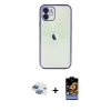 MARSİLYAN™- iPhone 11 Kılıf Vadi Minimal - Siyah Buffer Hayalet Cam Ekran Koruyucu + Pers Alüminyum Kamera Lens - GI