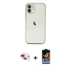 MARSİLYAN™- iPhone 11 Kılıf Vadi Minimal - Siyah Buffer Hayalet Cam Ekran Koruyucu + Kırmızı Pers Alüminyum Kamera Lens