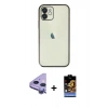 MARSİLYAN™- iPhone 11 Kılıf Vadi Minimal - Siyah Buffer Hayalet Cam Ekran Koruyucu + Raze Metal Kamera Lens - MR