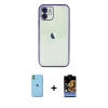 MARSİLYAN™- iPhone 11 Kılıf Vadi Minimal - Siyah Buffer Hayalet Cam Ekran Koruyucu + Neon Fosforlu Kamera Lens - YL