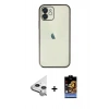 MARSİLYAN™- iPhone 11 Kılıf Vadi Minimal - Siyah Buffer Hayalet Cam Ekran Koruyucu + Raze Metal Kamera Lens - GS