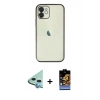 MARSİLYAN™- iPhone 11 Kılıf Vadi Minimal - Siyah Buffer Hayalet Cam Ekran Koruyucu + Raze Metal Kamera Lens - MI