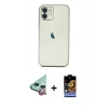 MARSİLYAN™- iPhone 11 Kılıf Vadi Minimal - Siyah Buffer Hayalet Cam Ekran Koruyucu + Raze Metal Kamera Lens - KI