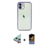 MARSİLYAN™- iPhone 11 Kılıf Vadi Minimal - Siyah Buffer Hayalet Cam Ekran Koruyucu + Raze Metal Kamera Lens - KI