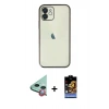 MARSİLYAN™- iPhone 11 Kılıf Vadi Minimal - Siyah Buffer Hayalet Cam Ekran Koruyucu + Raze Metal Kamera Lens - KI