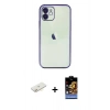 MARSİLYAN™- iPhone 11 Kılıf Vadi Minimal - Siyah Buffer Hayalet Cam Ekran Koruyucu + Renkli Kamera Lens Koruma Cam - SI