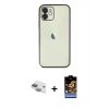 MARSİLYAN™- iPhone 11 Kılıf Vadi Minimal - Siyah Buffer Hayalet Cam Ekran Koruyucu + Pers Alüminyum Kamera Lens - YL