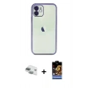 MARSİLYAN™- iPhone 11 Kılıf Vadi Minimal - Siyah Buffer Hayalet Cam Ekran Koruyucu + Pers Alüminyum Kamera Lens - YL