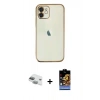MARSİLYAN™- iPhone 11 Kılıf Vadi Minimal - Siyah Buffer Hayalet Cam Ekran Koruyucu + Pers Alüminyum Kamera Lens - YL