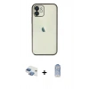 MARSİLYAN™- iPhone 11 Kılıf Vadi Minimal - Siyah Joko Magic 5D Cam + Gökkuşağı Pers Alüminyum Kamera Lens