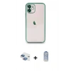 MARSİLYAN™- iPhone 11 Kılıf Vadi Minimal - Siyah Joko Magic 5D Cam + Gökkuşağı Pers Alüminyum Kamera Lens