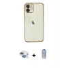 MARSİLYAN™- iPhone 11 Kılıf Vadi Minimal - Siyah Joko Magic 5D Cam + Gökkuşağı Pers Alüminyum Kamera Lens