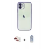 MARSİLYAN™- iPhone 11 Kılıf Vadi Minimal - Siyah Joko Magic 5D Cam + Kırmızı Pers Alüminyum Kamera Lens