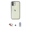 MARSİLYAN™- iPhone 11 Kılıf Vadi Minimal - Siyah Joko Magic 5D Cam + Kırmızı Pers Alüminyum Kamera Lens