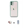 MARSİLYAN™- iPhone 11 Kılıf Vadi Minimal - Siyah Joko Magic 5D Cam + Kırmızı Pers Alüminyum Kamera Lens