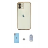 MARSİLYAN™- iPhone 11 Kılıf Vadi Minimal - Siyah Joko Magic 5D Cam + Neon Fosforlu Kamera Lens - TU