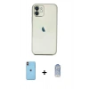MARSİLYAN™- iPhone 11 Kılıf Vadi Minimal - Siyah Joko Magic 5D Cam + Neon Fosforlu Kamera Lens - TU