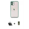 MARSİLYAN™- iPhone 11 Kılıf Vadi Minimal - Siyah Joko Magic 5D Hayalet Cam + Kamera Lens Koruma Cam - SF