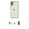 MARSİLYAN™- iPhone 11 Kılıf Vadi Minimal - Siyah Joko Magic 5D Hayalet Cam + Pers Alüminyum Kamera Lens - GD