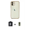 MARSİLYAN™- iPhone 11 Kılıf Vadi Minimal - Siyah Joko Magic 5D Hayalet Cam + PVD Metal Kamera Lens - MI