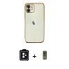 MARSİLYAN™- iPhone 11 Kılıf Vadi Minimal - Siyah Joko Magic 5D Hayalet Cam + PVD Metal Kamera Lens - SH