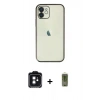 MARSİLYAN™- iPhone 11 Kılıf Vadi Minimal - Siyah Joko Magic 5D Hayalet Cam + PVD Metal Kamera Lens - SH